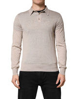 Dolce & Gabbana Beige Cashmere Collared PoloPullover  Sweater