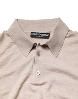 Dolce & Gabbana Beige Cashmere Collared PoloPullover  Sweater