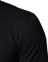 Dolce & Gabbana Dark Blue Cotton Henley Long Sleeves T-Shirt