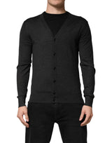 Dolce & Gabbana Black Cashmere Buttoned Men Cardigan Sweater
