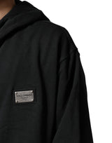 Dolce & Gabbana Black Logo Zipped Hooded Sweatshirt Sweater