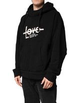 Dolce & Gabbana Black LOVE Cotton Hooded Sweatshirt Sweater