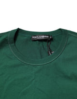 Dolce & Gabbana Green Logo Plaque Cotton Crew Neck T-shirt