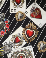 Dolce & Gabbana Black Card Heart Print Cotton Polo T-shirt