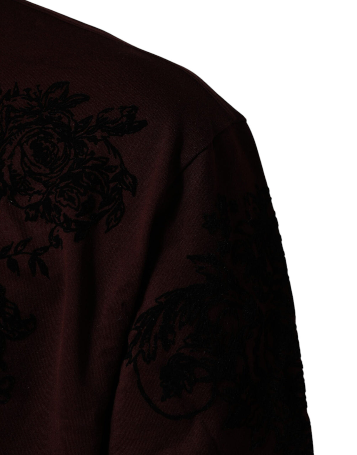 Dolce & Gabbana Maroon DG Crown Floral Crewneck Men T-shirt