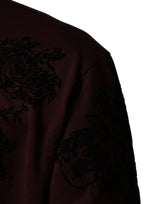Dolce & Gabbana Maroon DG Crown Floral Crewneck Men T-shirt
