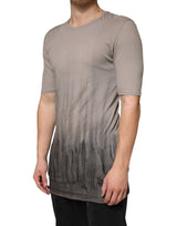 Laneus Gray Two Tone Cotton Round Neck Short Sleeves T-shirt