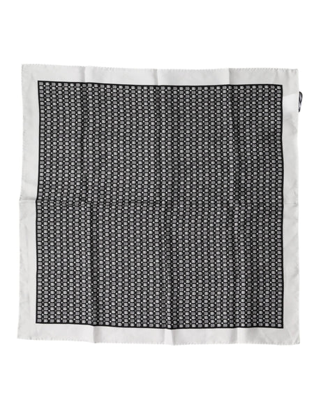 Dolce & Gabbana White Black Patterned Square Foulard Scarf