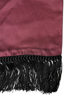 Dolce & Gabbana Maroon Silk Satin Fringes Neck Foulard Scarf