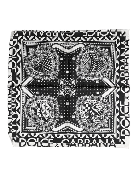 Dolce & Gabbana Black Bandana Print Silk Neck Foulard Scarf