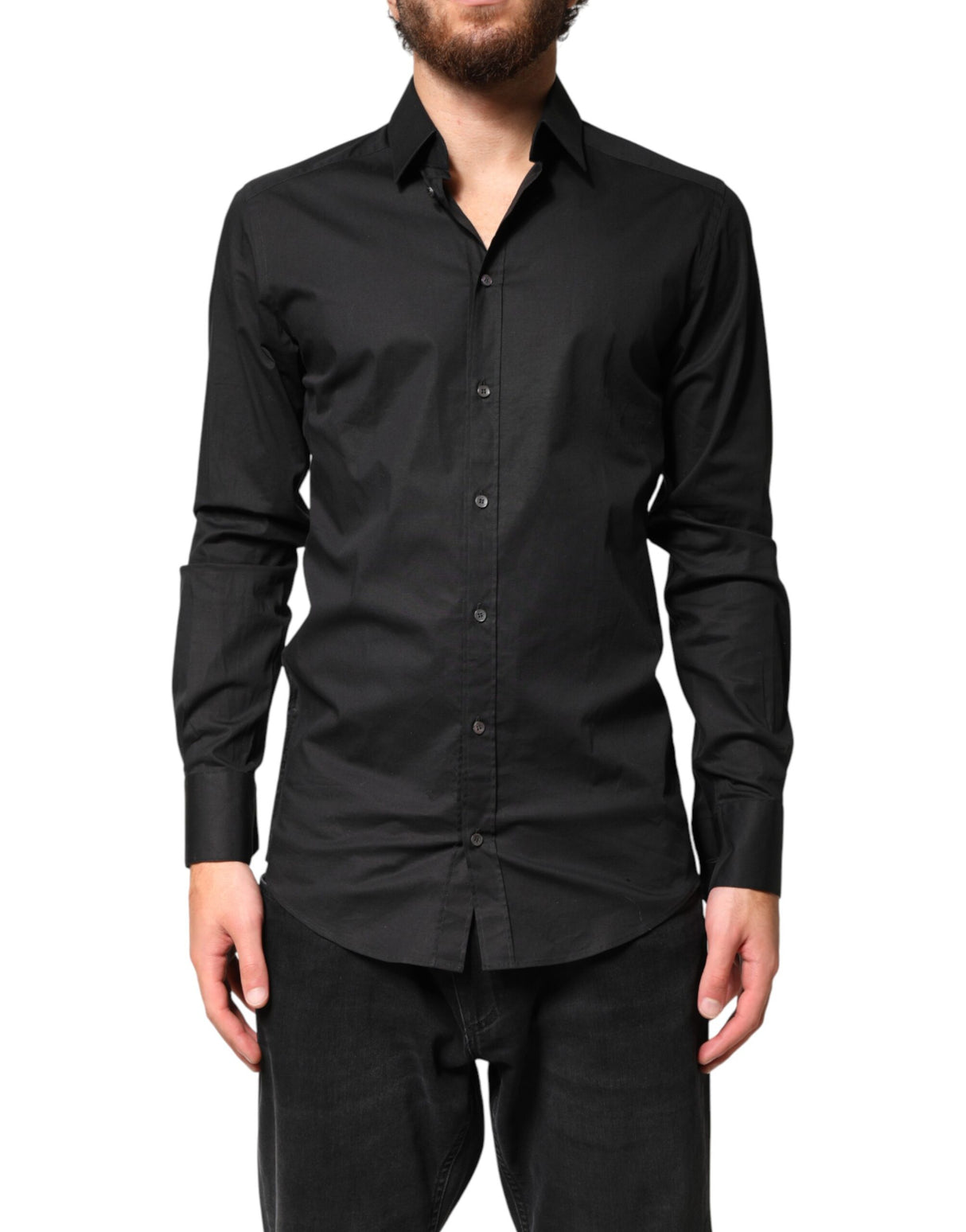 Dolce & Gabbana Black GOLD Cotton Men Dress Formal Shirt