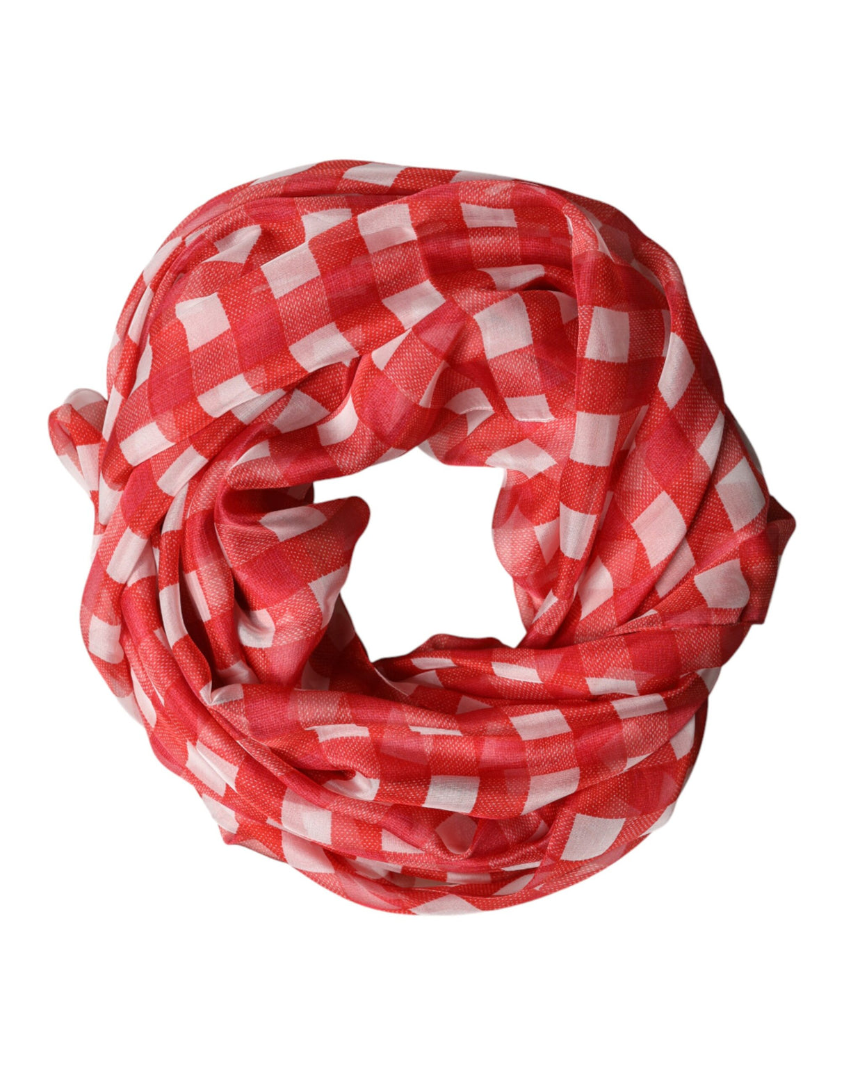Dolce & Gabbana Red Checkered Stole Neck Wrap Shawl Scarf