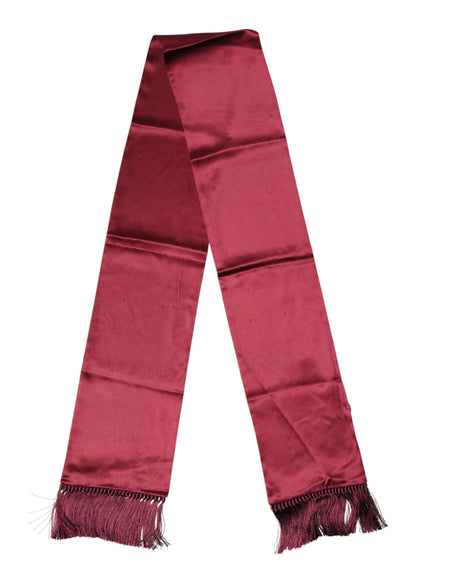 Dolce & Gabbana Red Satin Silk Fringes Neck Foulard Scarf