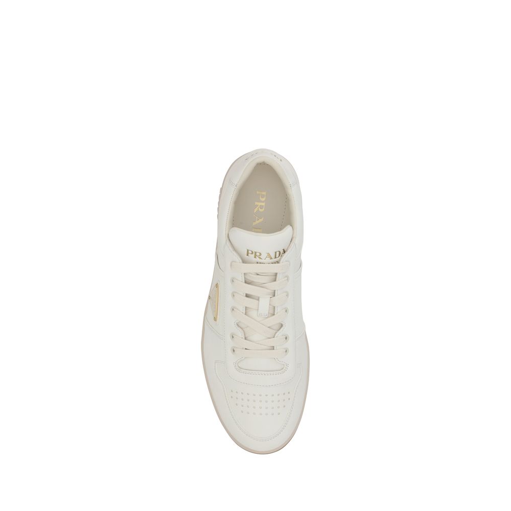 Prada White Calf Leather Bos Taurus Low Top Sneakers