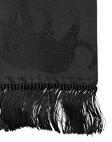 Dolce & Gabbana Black Satin Silk Fringes Neck Foulard Scarf