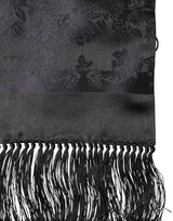 Dolce & Gabbana Black Satin Silk Fringes Neck Foulard Scarf