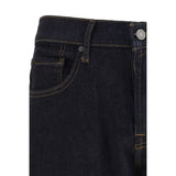 7FOR Blue Cotton Straight-Leg Jeans