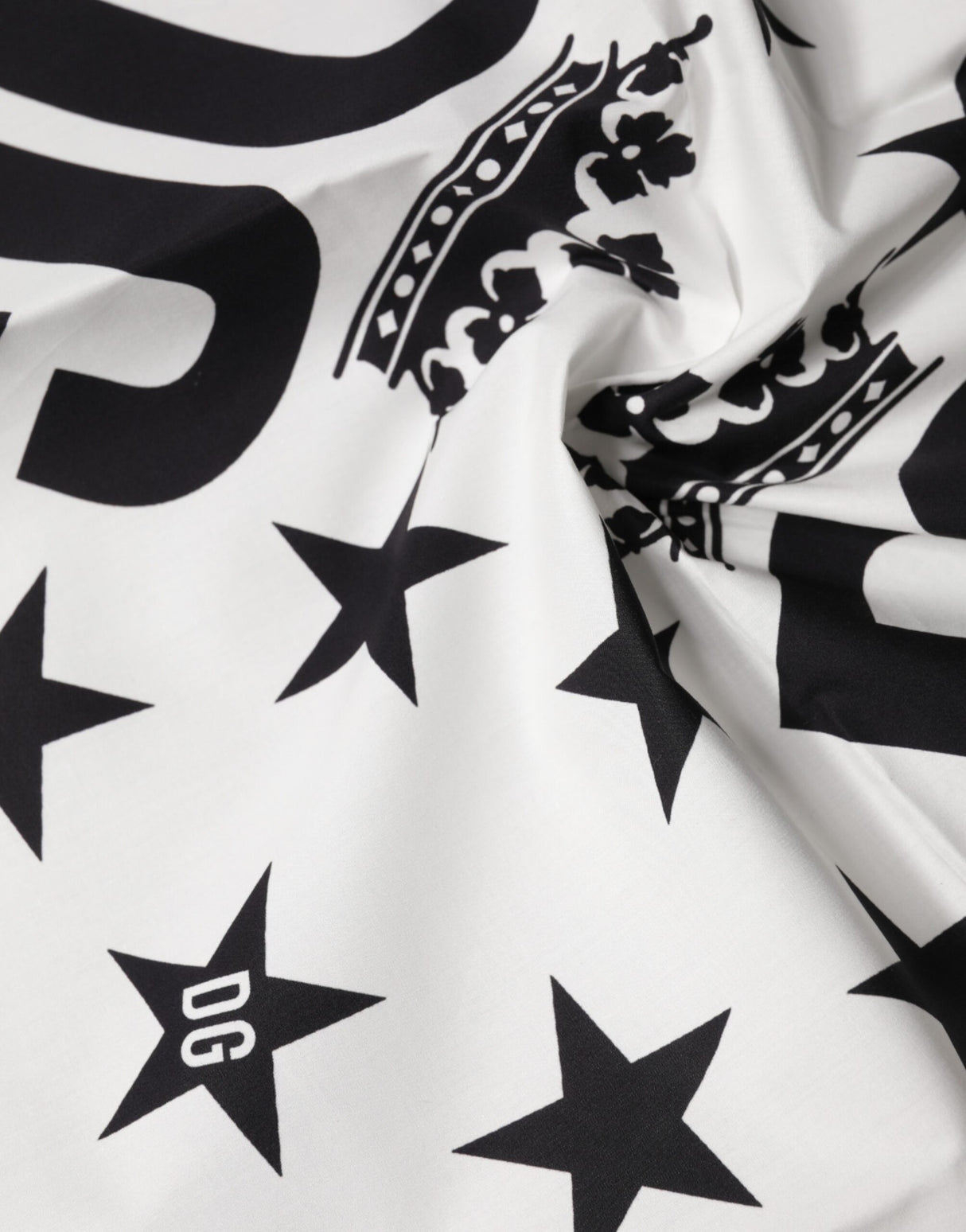 Dolce & Gabbana White DG Crown Print Square Foulard 52cm x 50.5cm Scarf