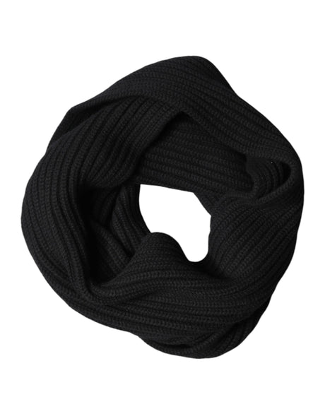 Dolce & Gabbana Black Cashmere Knit Neck Wrap Shawl 202cm x 26cm  Scarf