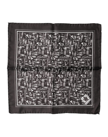 Dolce & Gabbana Brown Jazz Club Square Handkerchief Men 32cm x 31cm Scarf