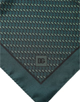 Dolce & Gabbana Dark Green Silk Patterned Handkerchief 32cm x 31cm Scarf