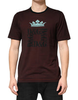Dolce & Gabbana Maroon DG Crown Cotton Crew Neck Men T-shirt