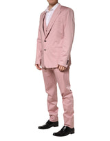 Dolce & Gabbana Pink Cotton Single Breasted 3 Piece Suit