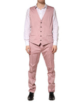 Dolce & Gabbana Pink Cotton Single Breasted 3 Piece Suit