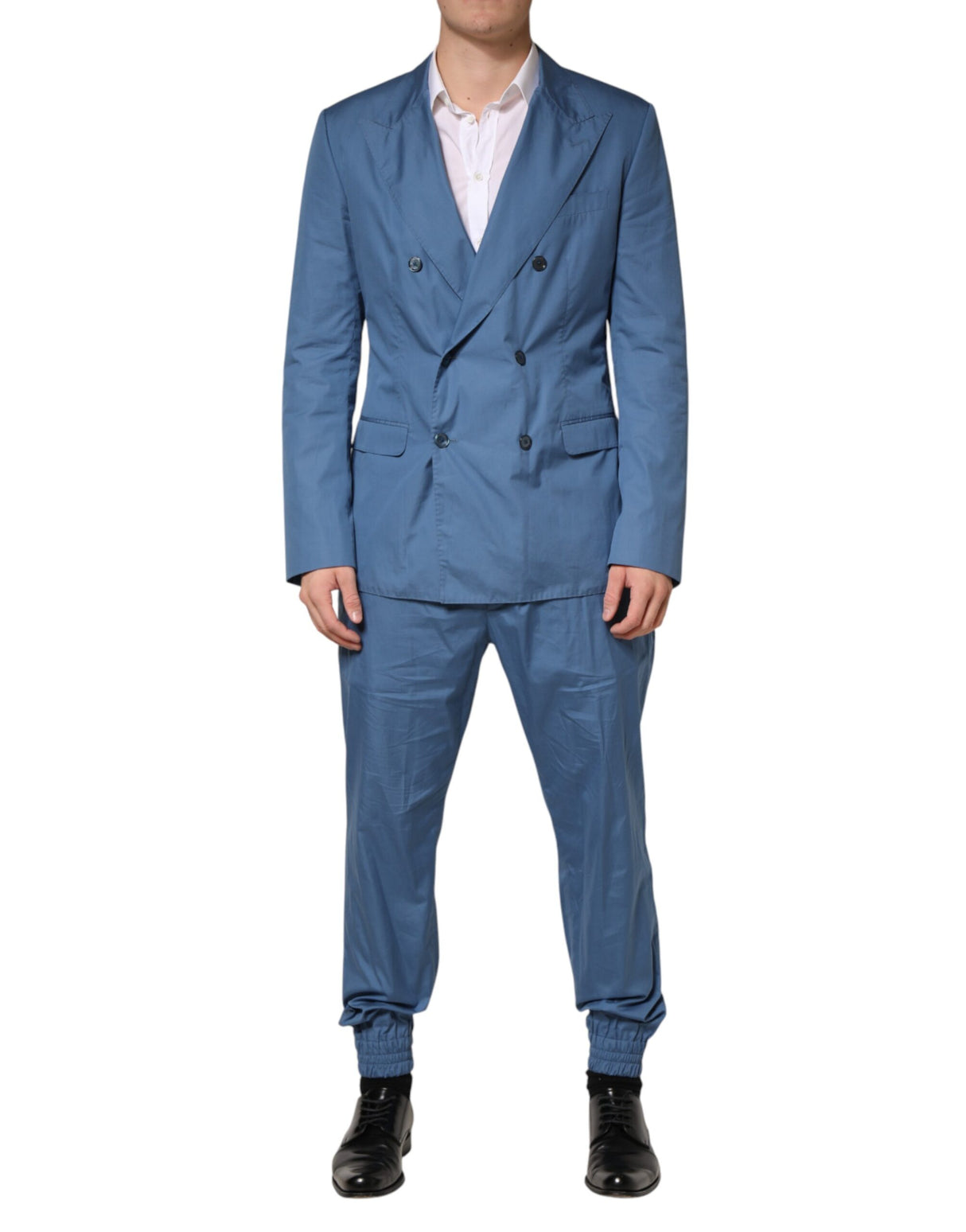 Dolce & Gabbana Blue Cotton Double Breasted 2 Piece  Suit