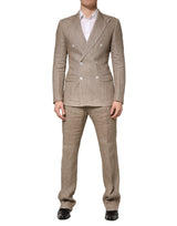 Dolce & Gabbana Beige Linen Double Breasted 2 Piece Men Suit