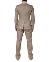 Dolce & Gabbana Beige Linen Double Breasted 2 Piece Men Suit
