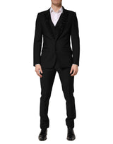 Dolce & Gabbana Black Wool Single Breasted 3 Piece Men Suit