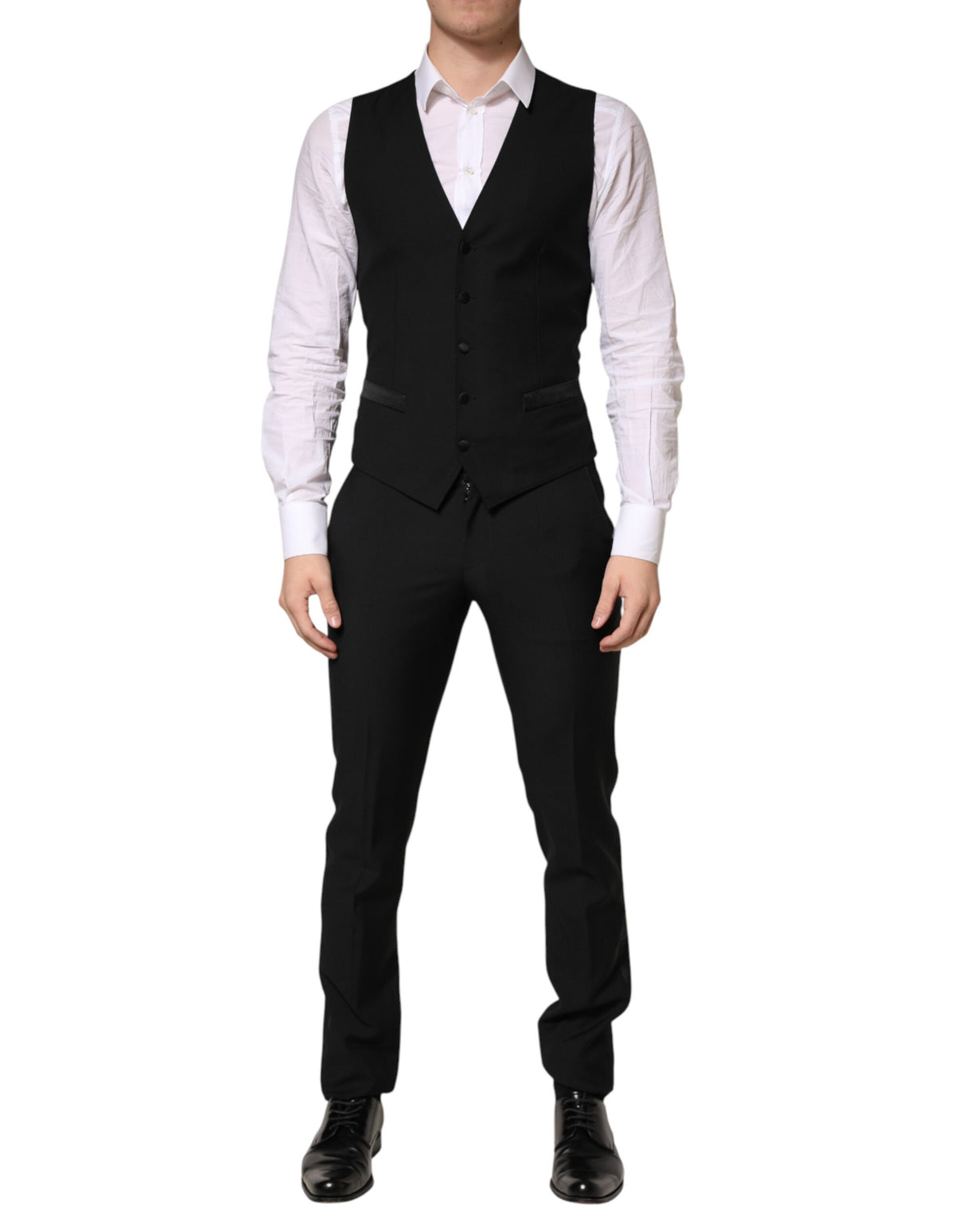 Dolce & Gabbana Black Wool Single Breasted 3 Piece Men Suit
