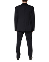 Dolce & Gabbana Blue Wool Double Breasted 2 Piece Men Suit