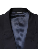 Dolce & Gabbana Blue Wool Double Breasted 2 Piece Men Suit