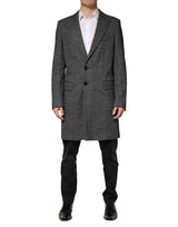 Dolce & Gabbana Gray Wool Blend Long Trench Coat Men Jacket