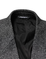 Dolce & Gabbana Gray Wool Blend Long Trench Coat Men Jacket