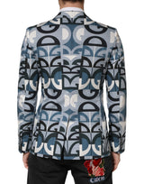 Dolce & Gabbana Blue Logo Monogram Single Breasted Blazer