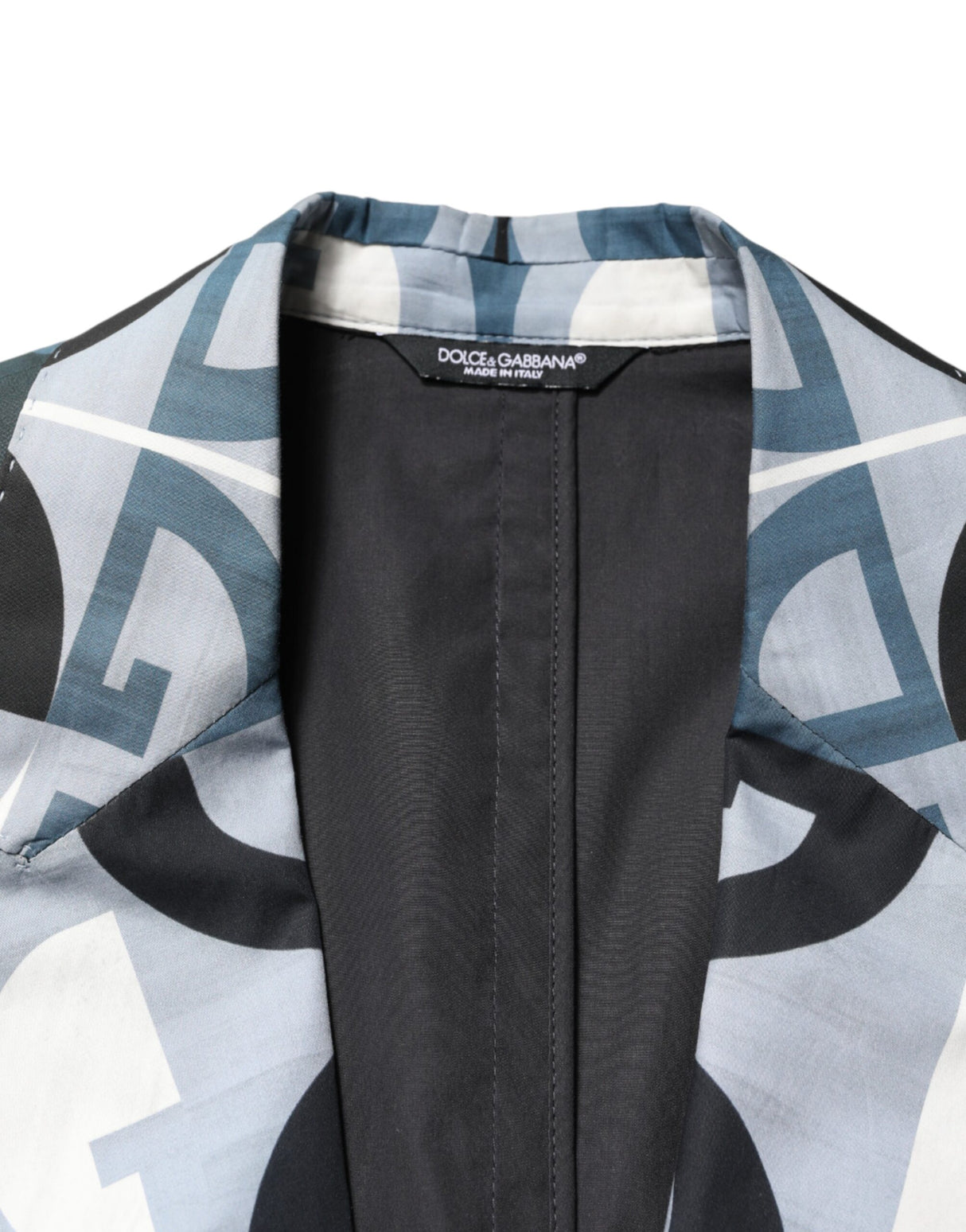 Dolce & Gabbana Blue Logo Monogram Single Breasted Blazer