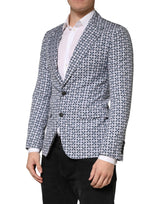 Dolce & Gabbana Blue Cotton Patterned Single Breasted Blazer