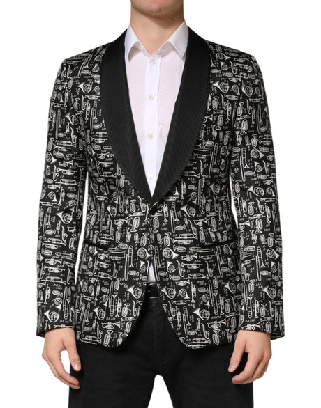 Dolce & Gabbana Black Jazz Club Silk Single Breasted Blazer