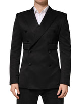 Dolce & Gabbana Black Cotton Double Breasted 2 Button Blazer