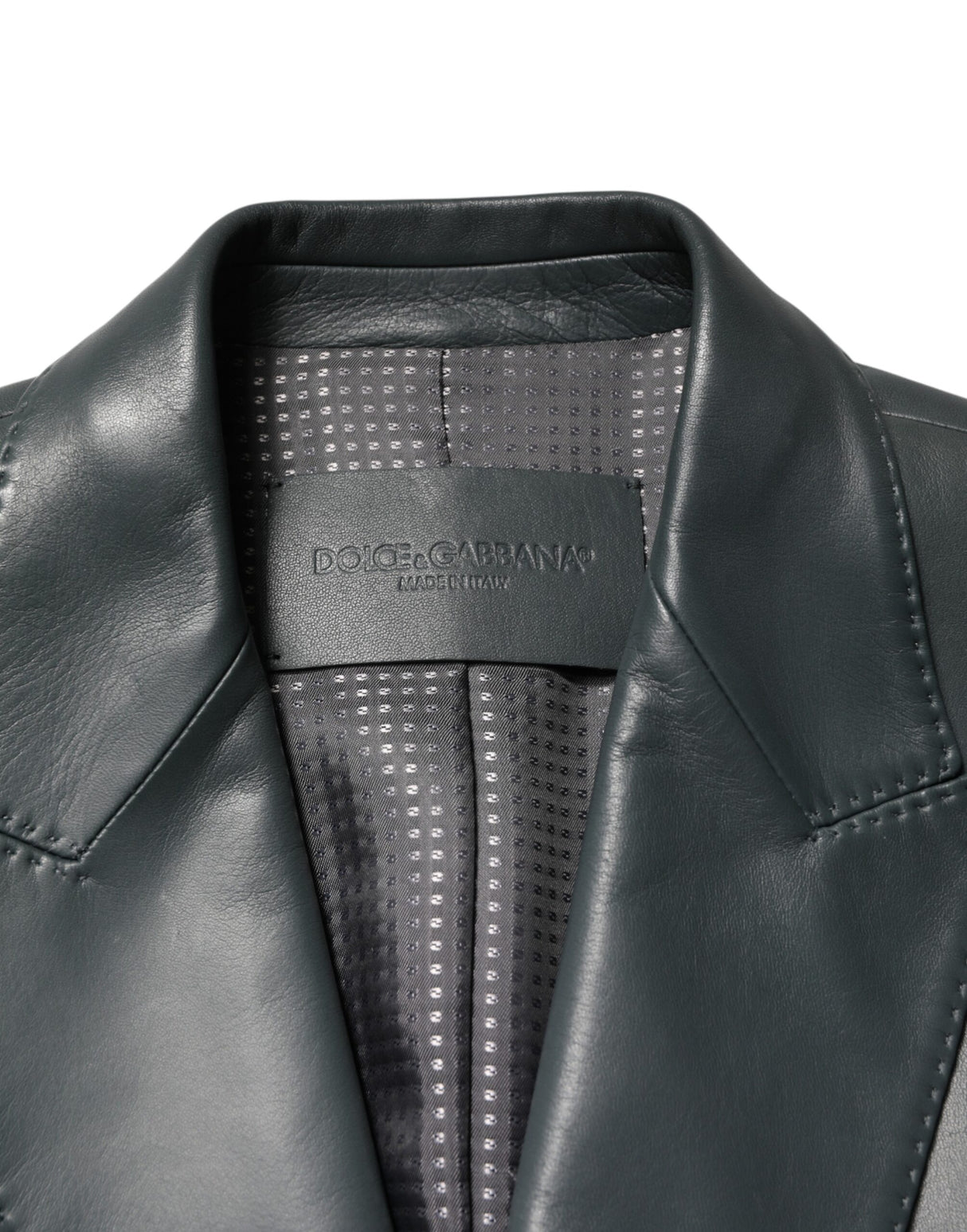 Dolce & Gabbana Black Leather Double Breasted 2Button Blazer