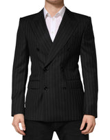 Dolce & Gabbana Black Stripes Double Breasted 2Button Blazer