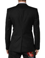 Dolce & Gabbana Black Stripes Double Breasted 2Button Blazer