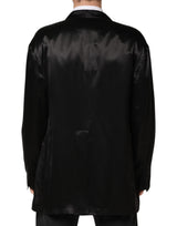 Dolce & Gabbana Black Silk Double Breasted 2 Button Blazer