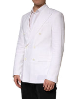 Dolce & Gabbana White Linen Double Breasted 2 Button Blazer