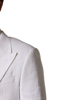 Dolce & Gabbana White Linen Double Breasted 2 Button Blazer
