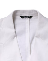 Dolce & Gabbana White Linen Double Breasted 2 Button Blazer