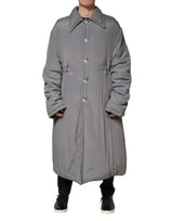 Dolce & Gabbana Gray Acetate Padded Collared Coat Jacket